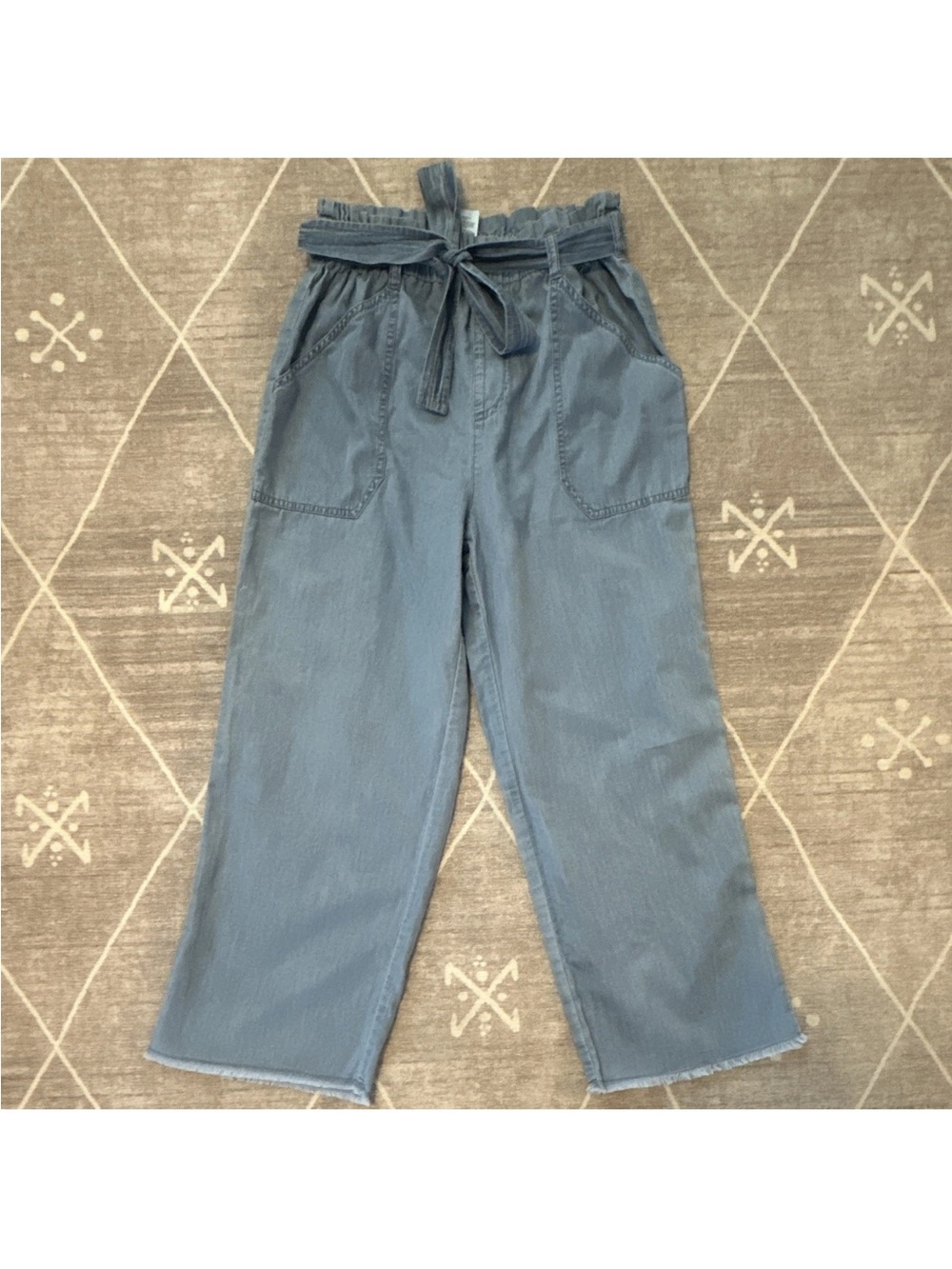 Express Women’s XS Blue Paperbag High Rise Tie Waist Pants w/ Pockets